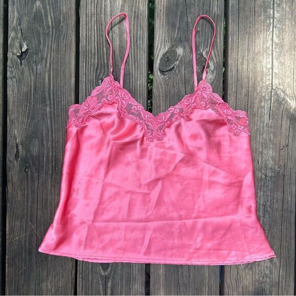 Y2K Victoria’s Secret Silky Lingerie Tank Top with Lace Detailing - Picture 1 of 5